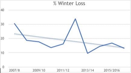 Graph showing winter losses as percentage
